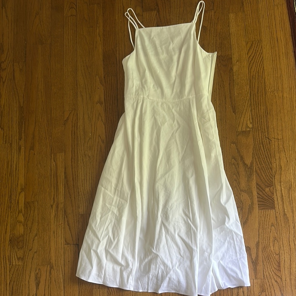 THEORY Elegant White Spaghetti Strap Dress